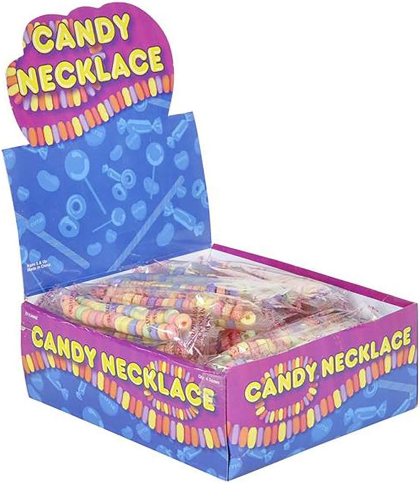  Kicko Stretchable Candy Necklace - Pack of 12 Colorful Fruit-Flavored Chewables for Party Favors, Cake Decorations, Novelty Supplies or Treats for Halloween, Christmas, Baby Shower