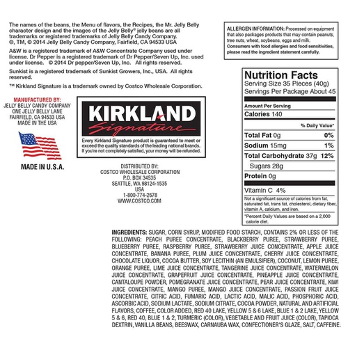  Kirkland Signature Jelly Belly 49 Flavors Of The Original Gourmet Jelly Bean - 4 Lb (64 Oz) Jar - Cos15