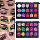 Kisshine Glitter Eyeshadow Palette 15 Color Party Diamond Shimmer Eyeshadows Colorful Long Lasting Waterproof Highly Pigmented Eye Makeup Gift For Women and Girls Pack of 1 (Multic