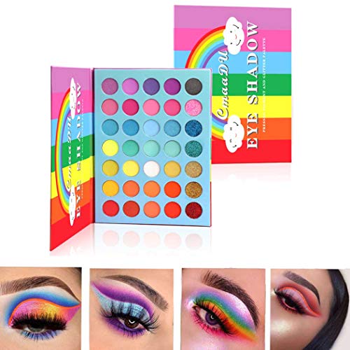 Kisshine Colorful Matte Eyeshadow Palette 35 Color Rainbow Eyeshadow Multicolor Highly Pigmented Party Eye Makeup Gift For Women and Girls