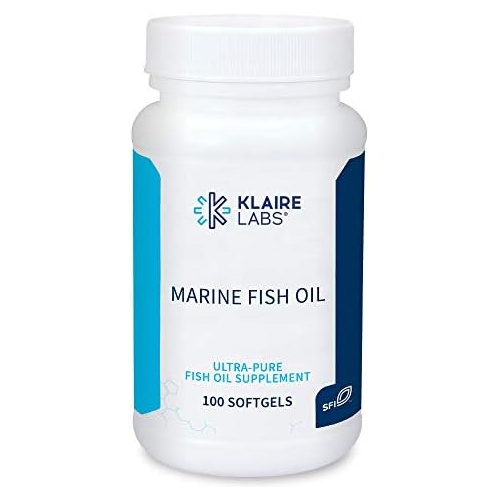  Klaire Labs Marine Fish Oil - Ultra Pure 300 Milligrams EPA & 200 Milligrams DHA Omega 3 Unflavored Fish Oil with No Fishy Taste, Gluten-Free (100 Softgels)