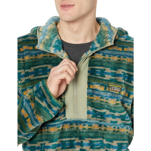  L.L.Bean Hi-Pile Fleece Hooded Pullover Print Regular