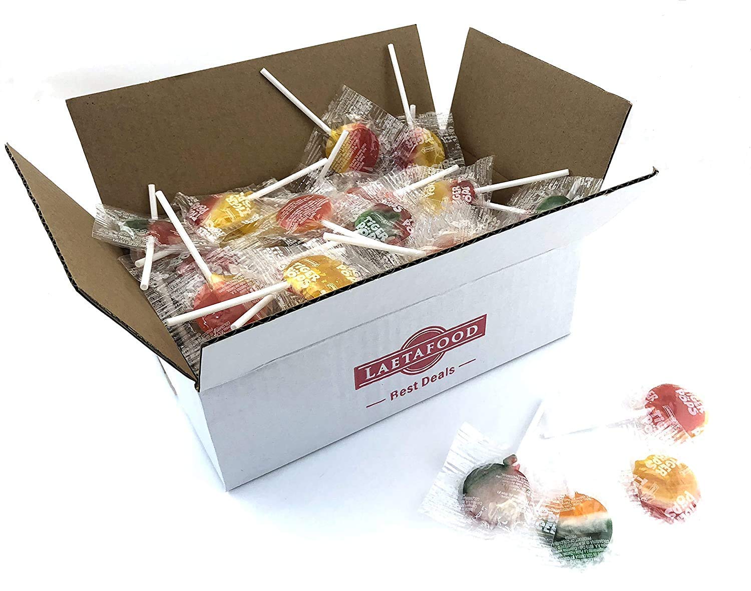  LaetaFood Tiger Pops Original Assorted Pops Suckers Fruit Flavored, Hard Candy Lollipops (Pack of 400)