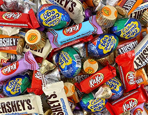 LAETAFOOD Easter Hersheys Chocolate Candy Assortment - Cadbury Eggs, KitKat Miniatures, Kisses, Reeses Miniatures Cups, Hersheys Miniatures, and More (3 Pound Bag)