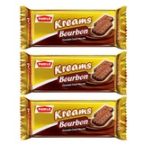 LAXMI BRAND Parle Kreams Bourbon, 3 Pack of Chocolate Flavored Sandwich Cookies, Product of India (3 Pack)