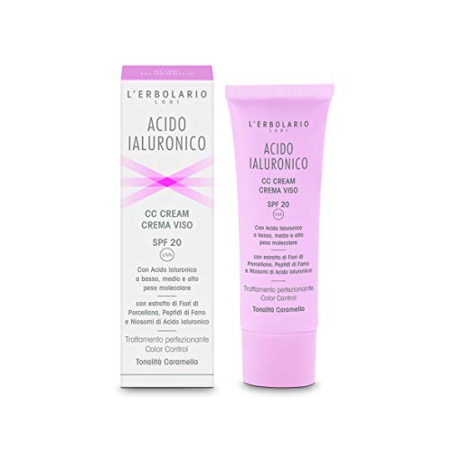  LErbolario - Hyaluronic Acid - Caramel Hue CC Face Cream - Even Out Complexion & Minimize Blemishes - Spf 20 - Cruelty Free - Dermatologically Tested, 1.6 oz