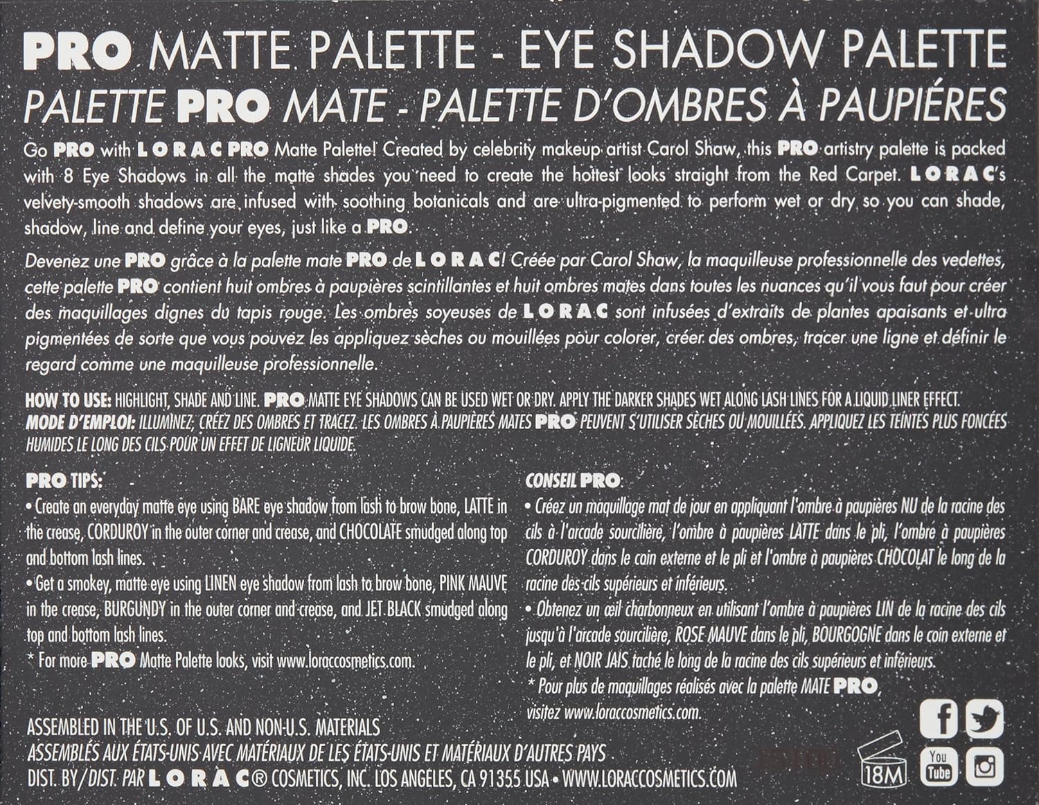  LORAC PRO Matte Eye Shadow Palette