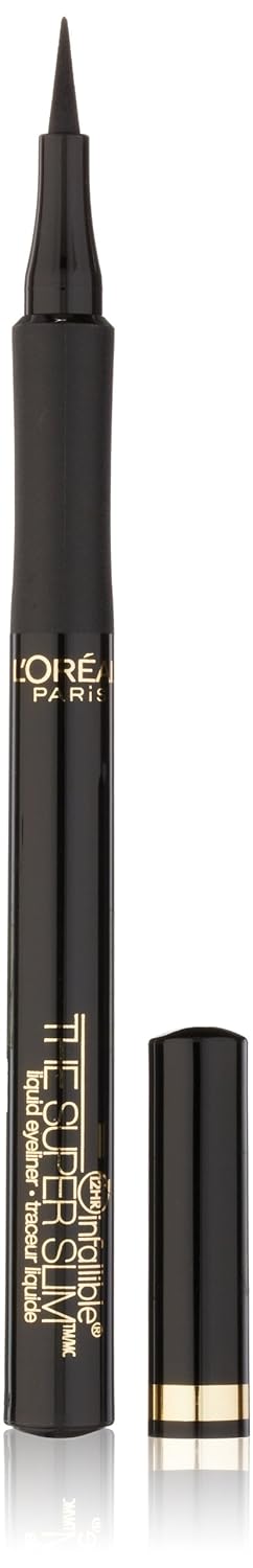  LOreal Paris Makeup Infallible Super Slim Long-Lasting Liquid Eyeliner, Ultra-Fine Felt Tip, Quick Drying Formula, Glides on Smoothly, Black, Pack of 1