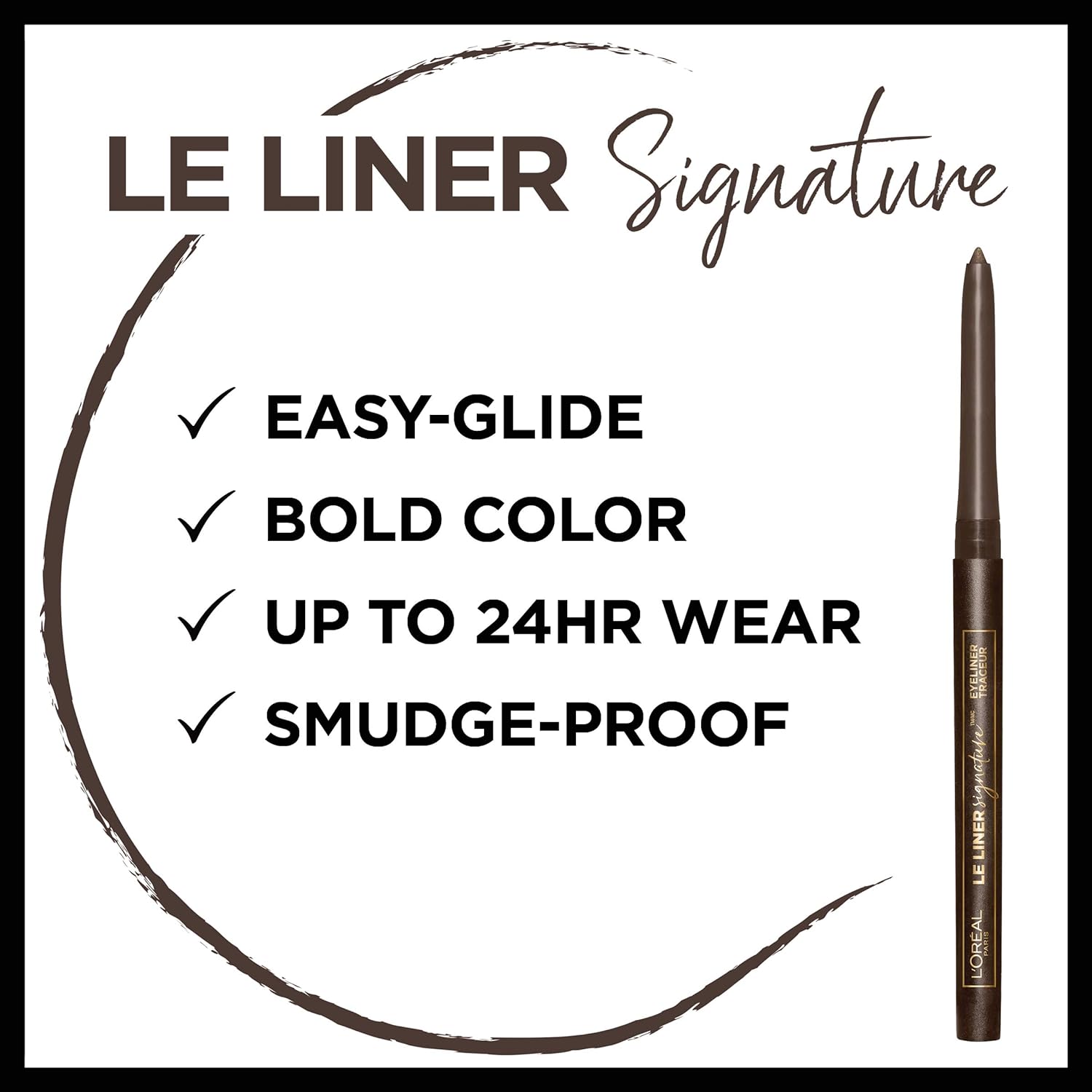  LOreal Paris Makeup Le Liner Signature Mechanical Eyeliner, Easy-Glide, Smudge Resistant, Bold Color, Long Lasting, Waterproof Eyeliner, Brown Denim, 0.011 oz., 1 count