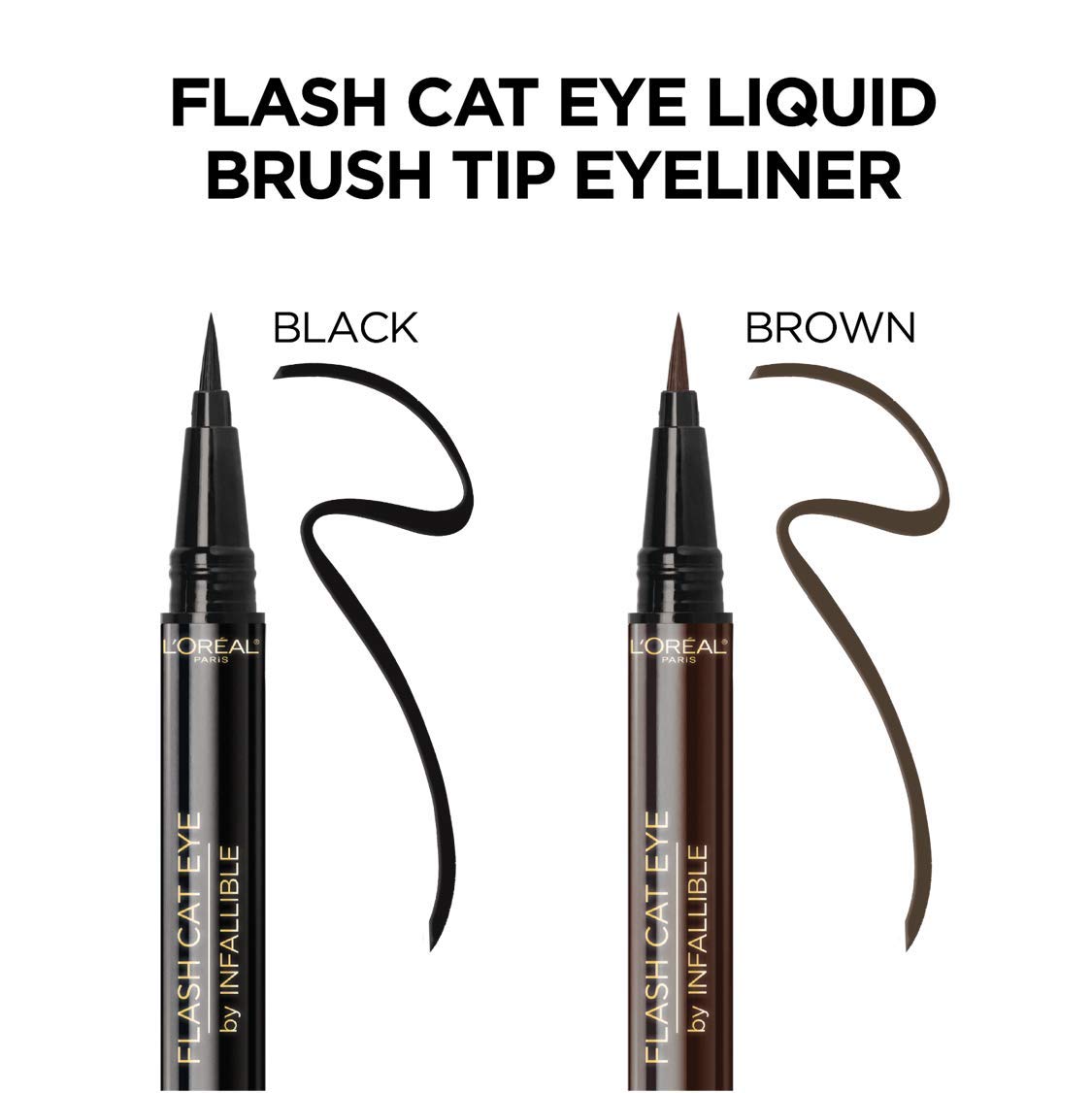  LOreal Paris Makeup Infallible Flash Cat Eye Waterproof Liquid Eyeliner, Black