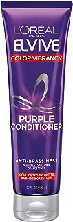 LOreal Paris Elvive Color Vibrancy Anti-Brassiness Purple Conditioner for Color Treated Hair, neutralizes Yellow and Orange Tones, Highlighted Brunette, Blonde and Grey Hair, 5.1 F
