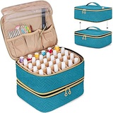 Luxja Detachable 2 Layers Nail Polish Organizer - Hold 60 Bottles (15ml - 0.5 fl.oz), Nail Polish Case with Tools Storage Pockets (Patented Design), Teal