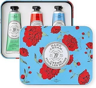 La Chatelaine Hand Cream Azure Trio Collection, Set of 3 x 1 Oz: Plant-Based, Made in France with 20% Organic Shea Butter & Organic Argan Oil, featuring Pear, Cinnamon Orange, & Am
