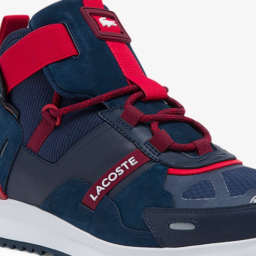 라코스테 Lacoste Mens Run Breaker Textile and Leather Sneakers