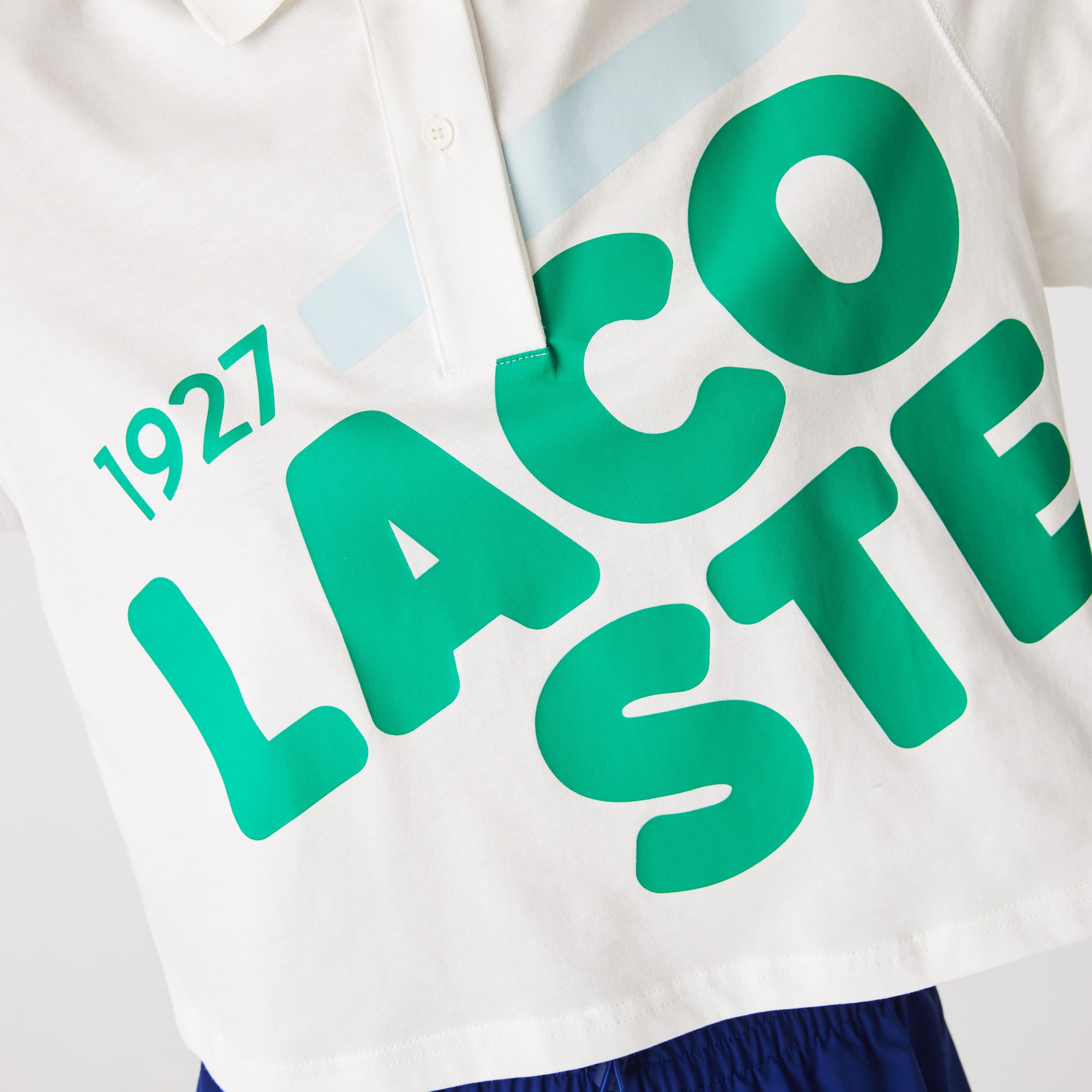 라코스테 Lacoste Womens Loose Fit Short Print Organic Cotton Polo