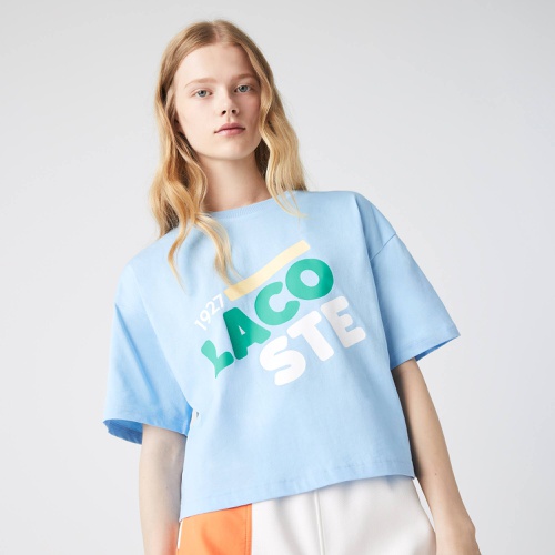 라코스테 Lacoste Womens Short Flecked Loose Fit Organic Cotton T-Shirt