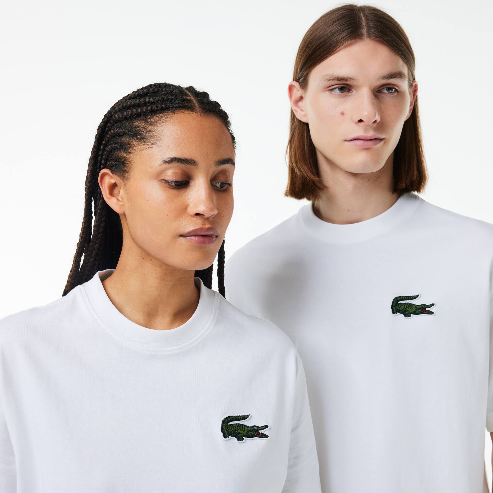 라코스테 Lacoste Unisex Loose Fit Large Crocodile Organic Cotton T-Shirt