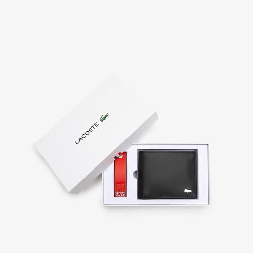 라코스테 Lacoste Menu2019s Wallet and Logo Keychain Gift Set