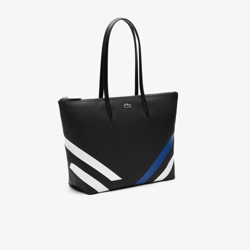 라코스테 Womens Lacoste Contrast Color-Block Stripes Shopping Bag