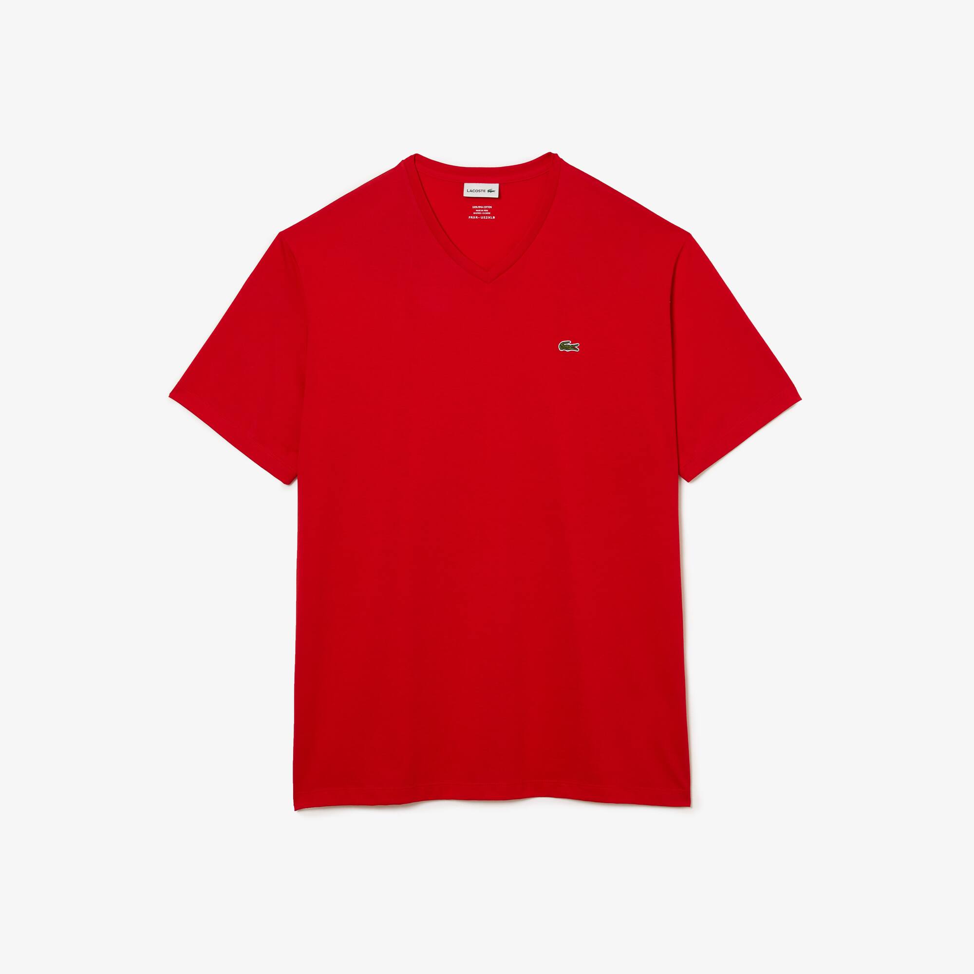 라코스테 Lacoste Mens V-Neck Jersey T-Shirt