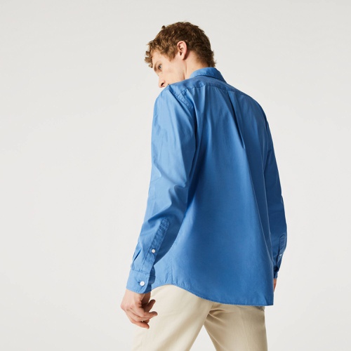 라코스테 Lacoste Menu2019s Regular Fit Cotton Blend Poplin Shirt