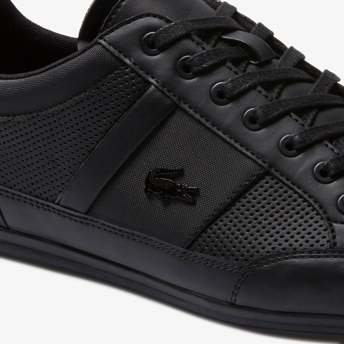라코스테 Lacoste Mens Chaymon Perforated Leather Sneakers