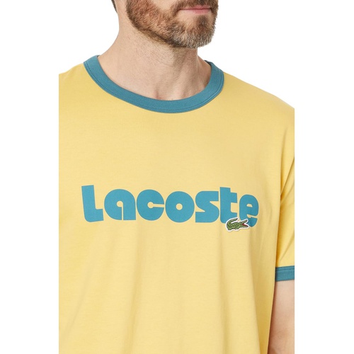 라코스테 Lacoste Short Sleeve Regular Fit Tee Shirt w/ Large Lacoste Wording