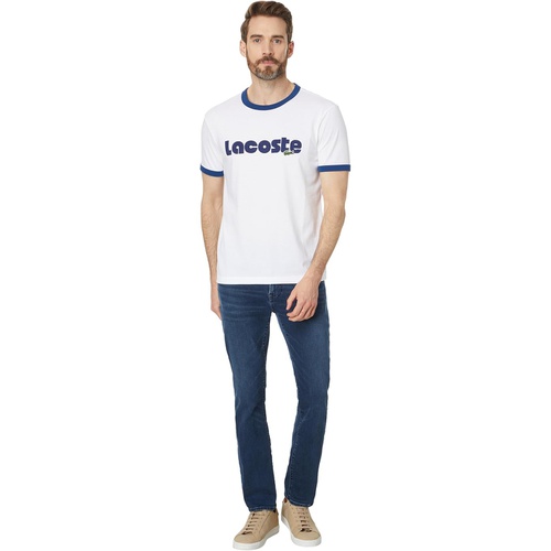 라코스테 Lacoste Short Sleeve Regular Fit Tee Shirt with Large Lacoste Wording