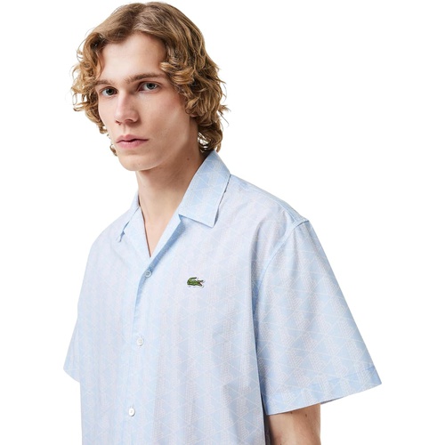라코스테 Lacoste Short Sleeve Relaxed Fit Monogram Woven Shirt