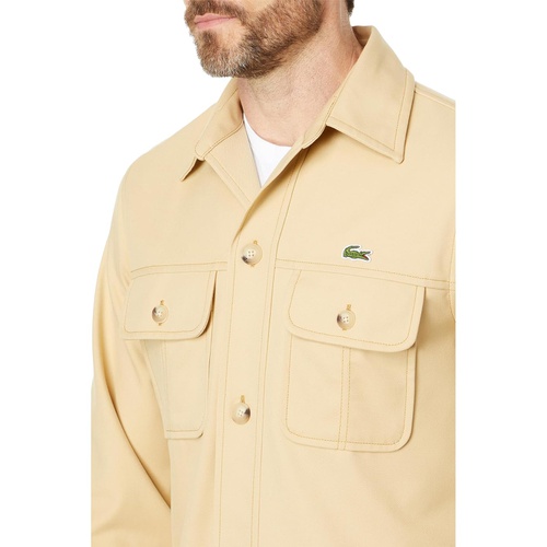 라코스테 Lacoste Long Sleeve Overshirt Fit Button-Down Shirt w/ Two Front Pockets