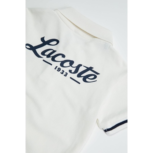 라코스테 Lacoste Kids Short Sleeve Color Blocked Polo Shirt with Large Front + Back Graphics (Little Kid/Toddler/Big Kid)