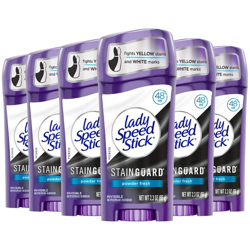  Lady Speed Stick Stainguard Underarm Antiperspirant Deodorant for Women, Powder Fresh - 2.3 ounce (6 Pack)
