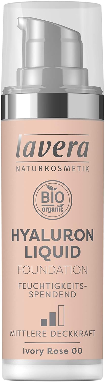  lavera HYALURON Liquid Foundation -Ivory Rose 00- Primer  Creates a perfect healthy radiance  Vegan Natural cosmetics Make-up Organic plant ingredients 100% natural make-up (30 m