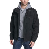 Levis Mens Washed Cotton Hooded Military Jacket