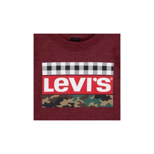 리바이스 Boys 4-7 Long Sleeve Checkered Logo T-Shirt