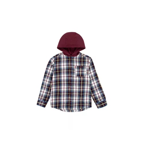 리바이스 Boys 8-20 Flannel Hooded Button Up Shirt