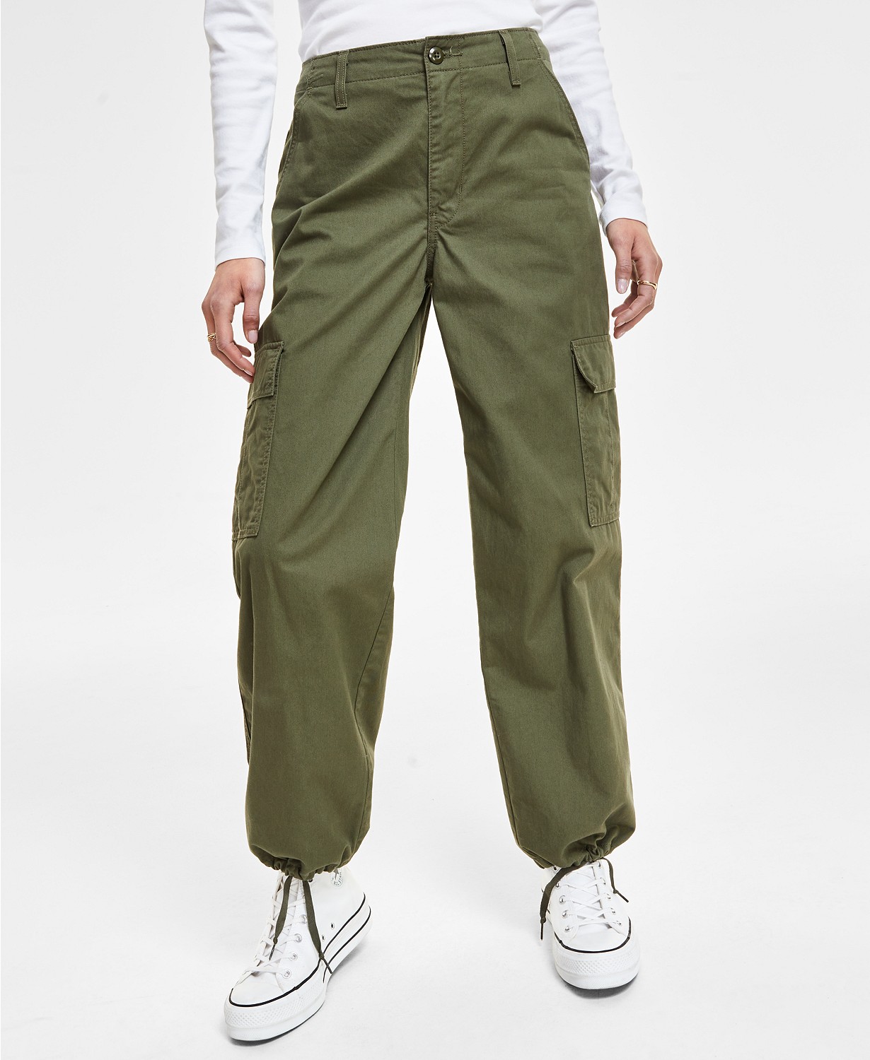 Womens 94 Baggy Cotton High Rise Cargo Pants