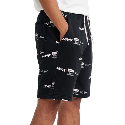 리바이스 Mens Relaxed Fit Drawstring Allover Logo Print Shorts