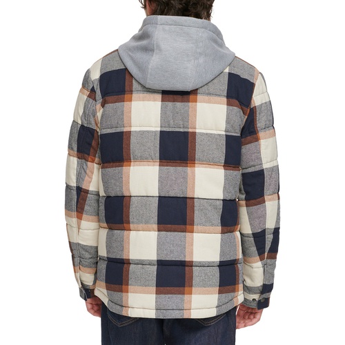 리바이스 Mens Cotton Quilted Shirt Jacket with Fleece Hood