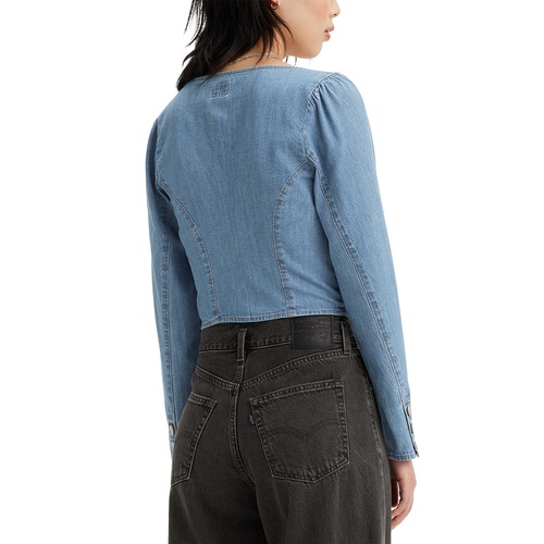 리바이스 Womens Daryn Cotton Long-Sleeve Corset Blouse