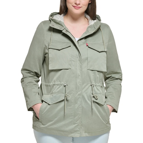 리바이스 Plus Size Zip-Front Long-Sleeve Hooded Jacket