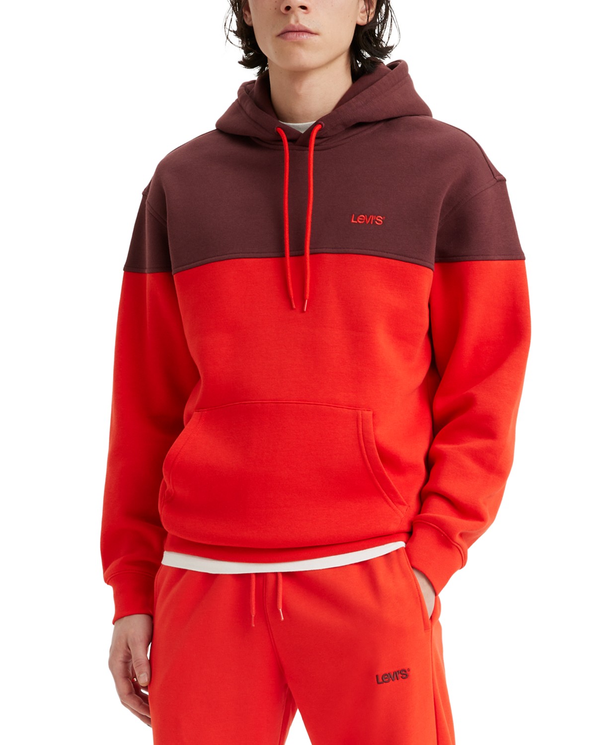 Mens Relaxed-Fit Colorblocked Long Sleeve Hoodie