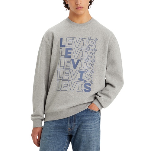 리바이스 Mens Relaxed-Fit Logo Crewneck Sweatshirt