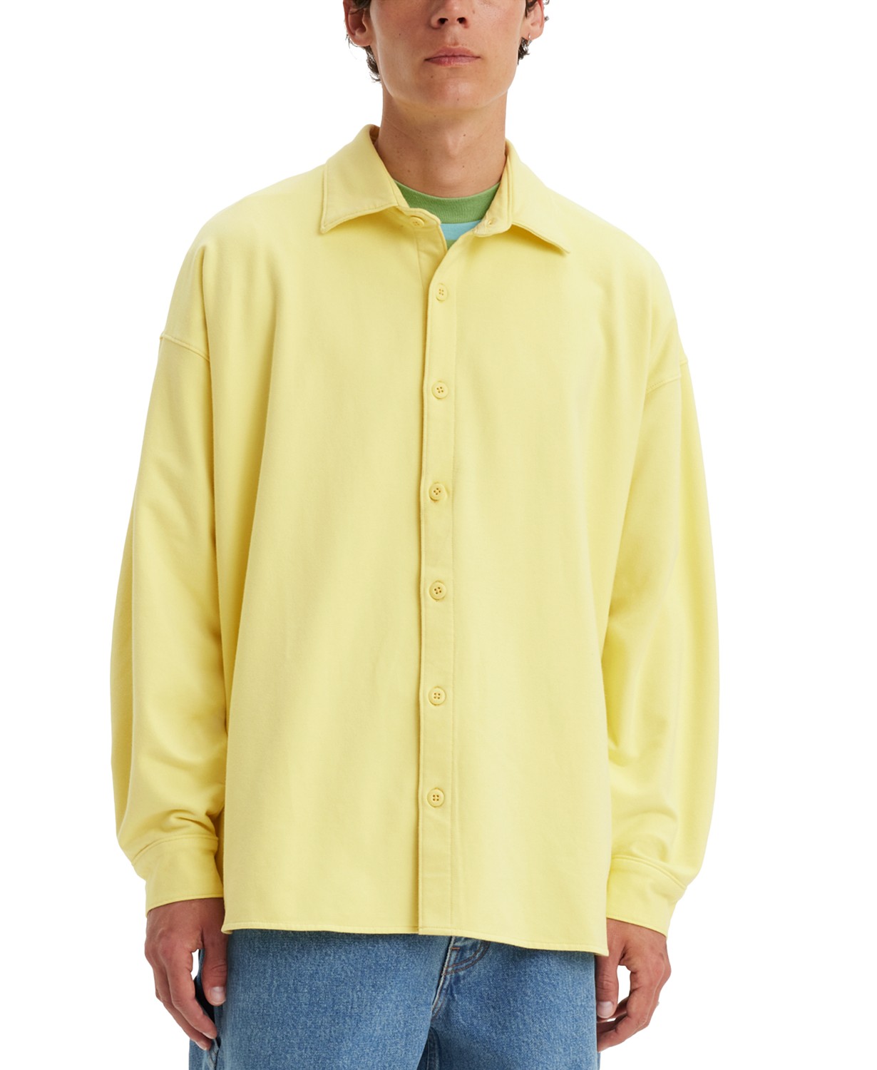 리바이스 Mens Relaxed-Fit Button-Up Fleece Skate Sweatshirt