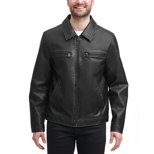 리바이스 Mens Faux Leather Zip-Front Jacket