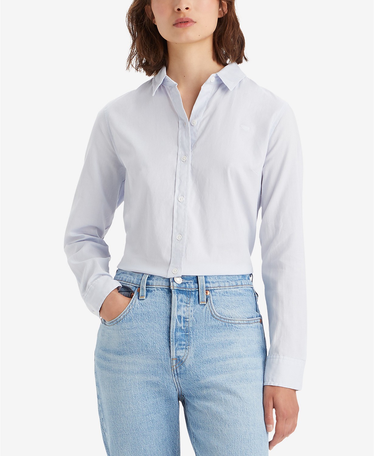 리바이스 The Classic Cotton Box-Pleat-Back Long-Sleeve Shirt
