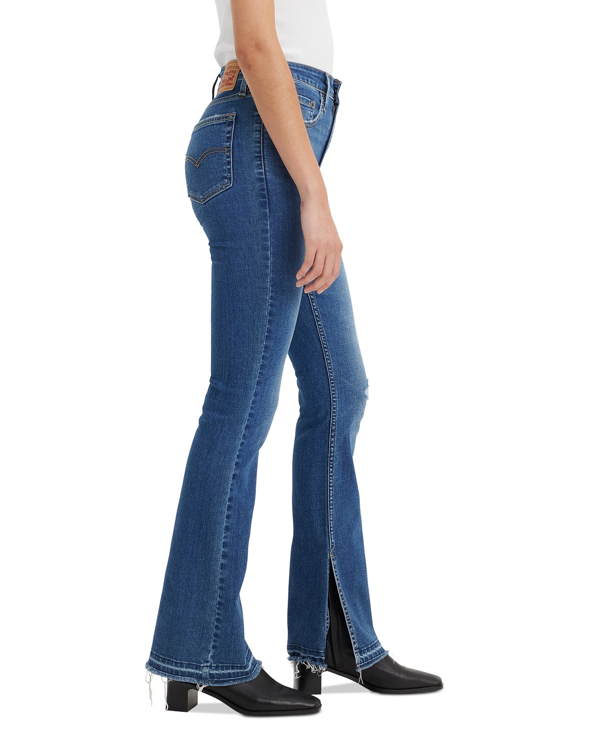 리바이스 Womens 725 High-Rise Side Slit Bootcut Jeans