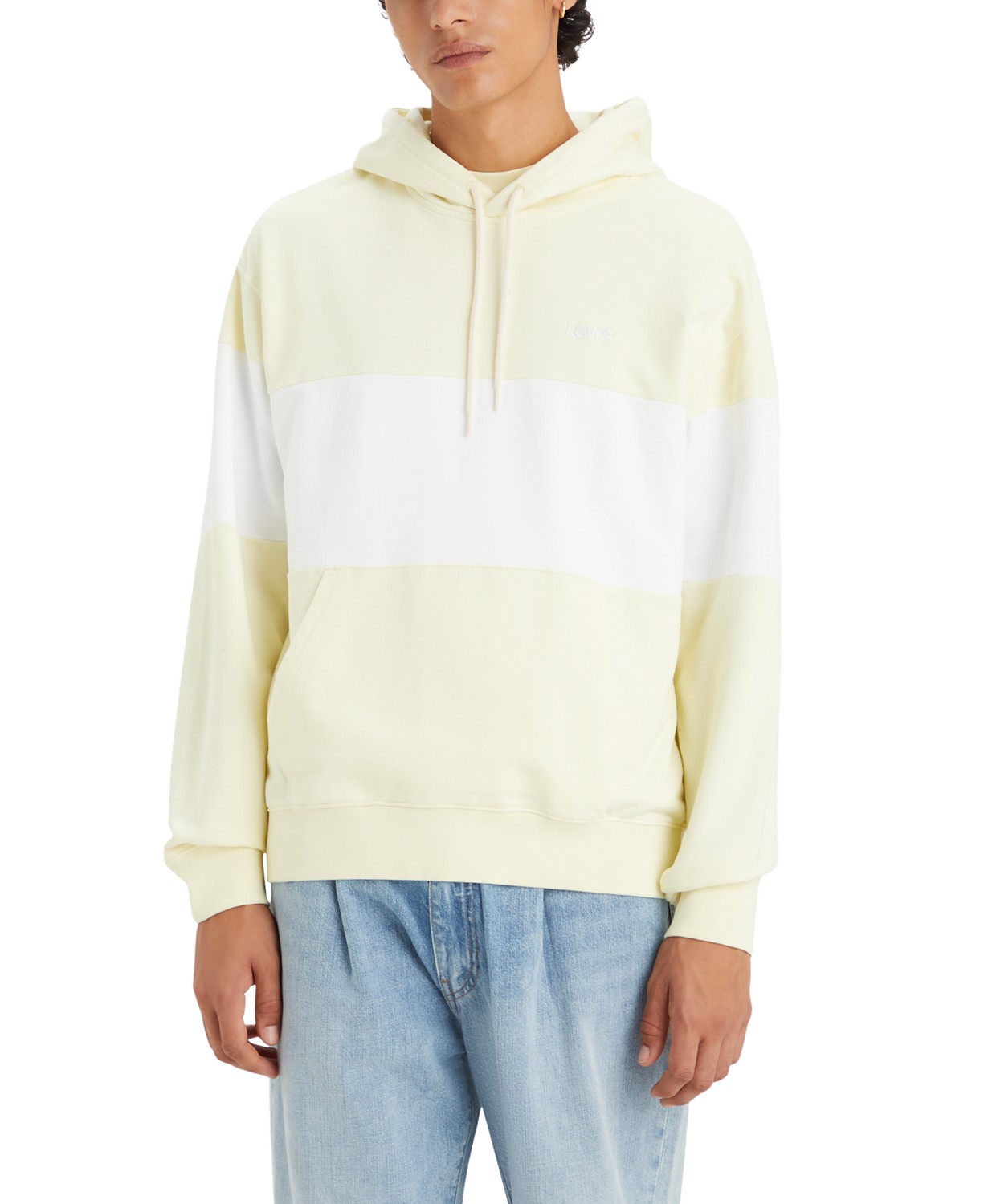 Mens Relaxed-Fit Drawstring Stripe Hoodie