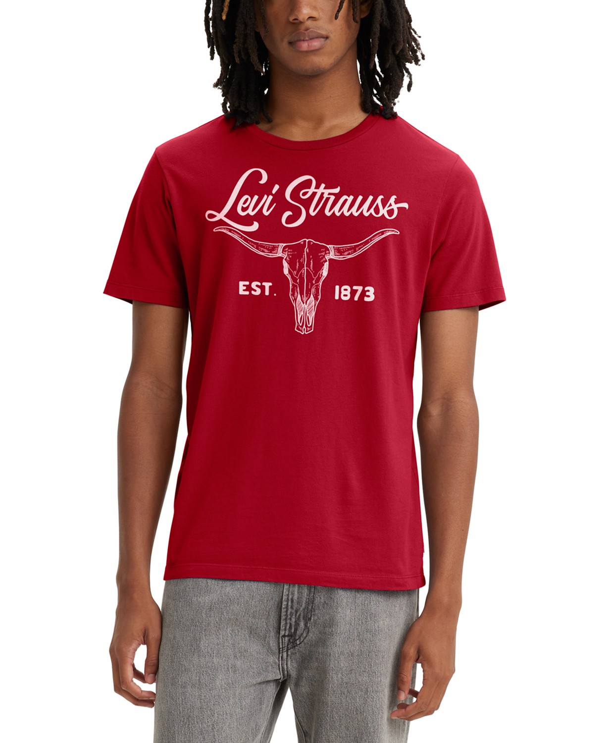 리바이스 Mens Short Sleeve Crewneck Graphic T-Shirt