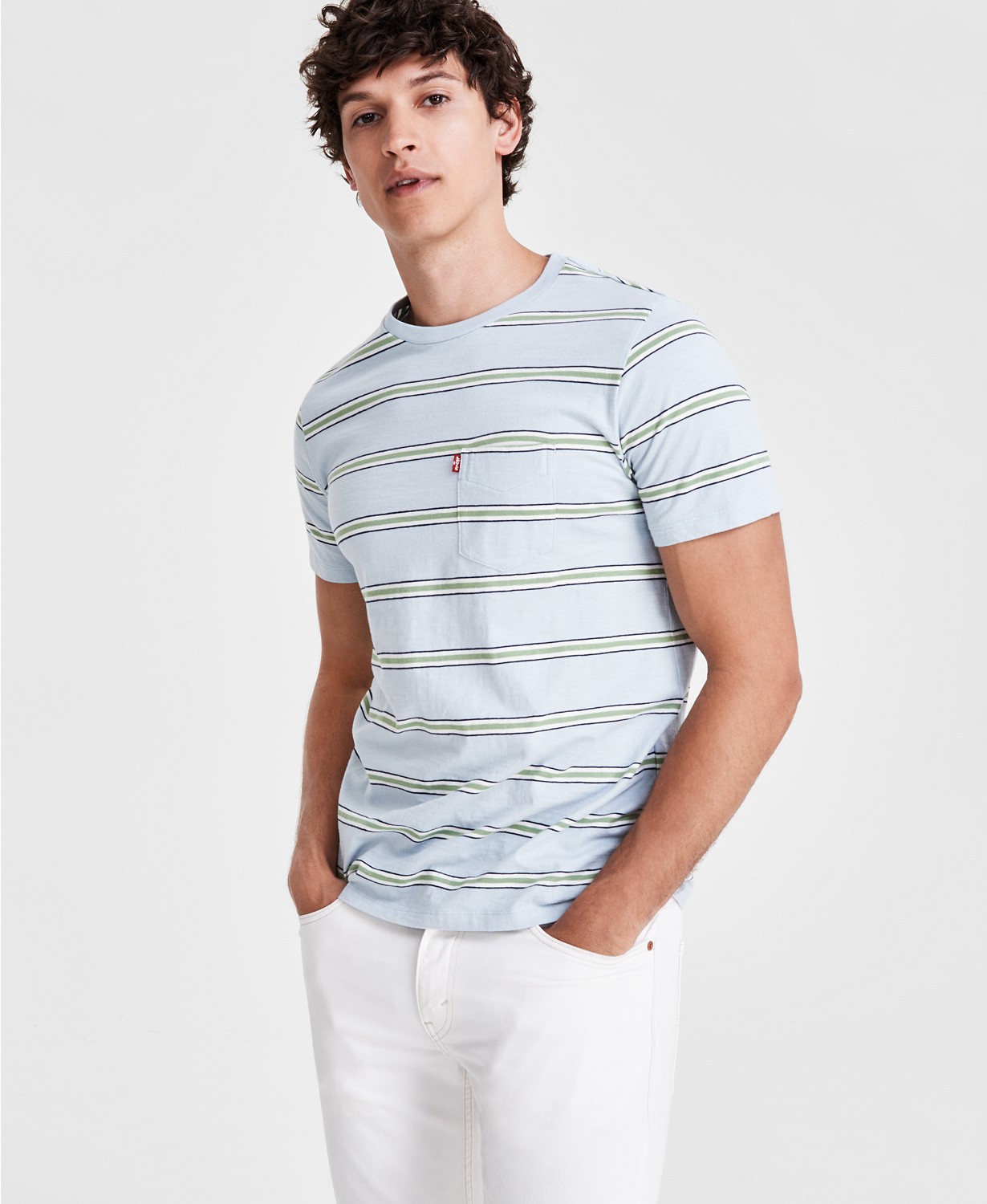 Mens Classic-Fit Stripe Pocket T-Shirt